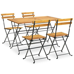5 Piece Folding Patio Dining Set Solid Acacia Wood A949-3058155