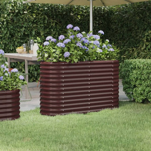 Patio Raised Bed Galvanized Steel 114x40 x 26.8 " Brown A949-318890