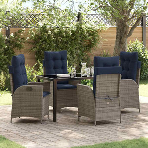 Garden Dining Set 5 pcs Grey and Black Rattan A949-3380577