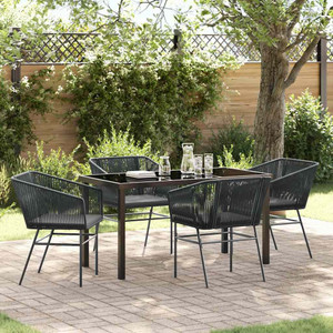 Garden Dining Set 5 pcs Black Powder-Coated Steel A949-3380920