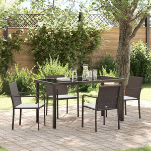 Garden Dining Set 5 pcs Brown and Black PE Rattan A949-3379046