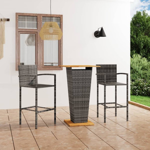 3 Piece Patio Bar Set Gray A949-3064865