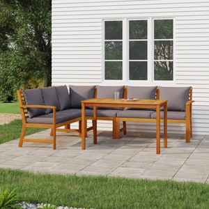 5 Piece Patio Dining Set with Cushions Solid Wood Acacia A949-3154967