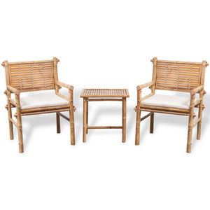 3 Piece Bistro Set with Cushions Bamboo A949-41892