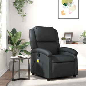 Massage Recliner Chair Black Real Leather A949-3205924