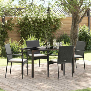 Garden Dining Set 5 pcs Black Poly Rattan A949-3380080