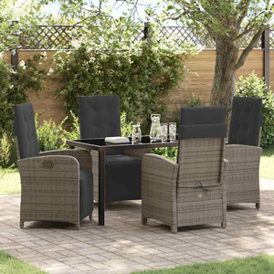 Garden Dining Set 5 pcs Grey Poly Rattan A949-3380325