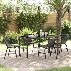 Garden Dining Set 5 pcs Black Powder-Coated Steel A949-3379382
