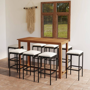 9 Piece Patio Bar Set with Cushions Black A949-3068014