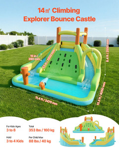 Inflatable Bounce House, 13.3 x 11.4 x 8.4 ft Inflatable Bounce House Water Slide, Bouncer Castle w E415-CQCBKWSLXSCSP3PHM001V1