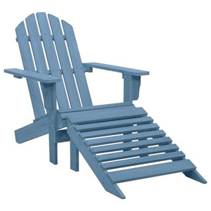 Patio Adirondack Chair with Ottoman Solid Fir Wood Blue A949-315865