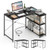 L-shaped 47 Inch Reversible Corner Desk with Adjustable Storage Shelves-Black - Color: Black D681-CB10823US-DK