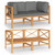 2-Seater Patio Sofa with Gray Cushions Solid Teak Wood A949-3087207