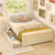 Full Size Wooden Bed Frame with 2 Rolling Storage Drawers-Natural - Color: Natural - Size: Full Size D681-HU11165NA-F