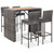 5 Piece Patio Bar Set Poly Rattan and Acacia Wood Gray A949-49565