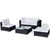5 Piece Patio Lounge Set with Cushions Poly Rattan Black A949-42100