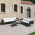 3 Piece Patio Lounge Set with Cushions Poly Rattan Black A949-3059337
