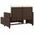 Reclining Patio Bench with Cushions Brown Poly Rattan A949-365818