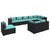9 Piece Patio Lounge Set with Cushions Poly Rattan Black A949-3102625