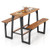 Patio Picnic Table Bench Set with Acacia Wood Tabletop and Benchtop - Color: Natural - Size: 41-50  D681-HW74115