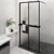  Walk-in Shower Wall with Shelf Black 46.5"x74.8" ESG Glass&Aluminum A949-3185489