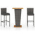 3 Piece Patio Bar Set with Cushions Poly Rattan Gray A949-3064857