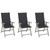 Patio Reclining Chairs 3 pcs with Cushions Solid Acacia Wood A949-3064728