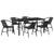 Garden Dining Set 7 pcs Black Powder-Coated Steel A949-3379384