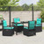 Garden Dining Set 5 pcs Black Poly Rattan A949-3381060