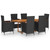 7 Piece Patio Dining Set Poly Rattan Black A949-3070766