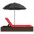 Double Sun Lounger with Cushions&Parasol Brown Poly Rattan A949-368087