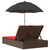Double Sun Lounger with Cushions&Parasol Brown Poly Rattan A949-368087