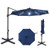 10 FT Cantilever Patio Umbrella with Solar LED Lights 360 Rotation-Navy - Color: Navy D681-NP13283NY