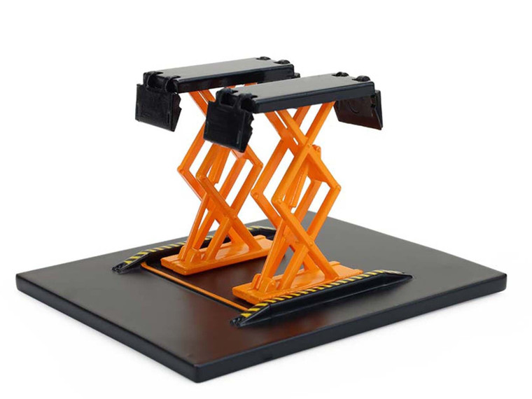 Automotive Double Scissor Lift Black and Orange "Double Scissor Lifts" Series 2 1/64 Diecast Model  F977-16220A