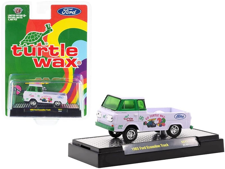 1965 Ford Econoline Pickup Truck "Turtle Wax" White and Green Limited Edition to 4400 pieces Worldw F977-31600-GS11