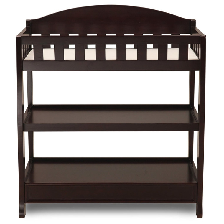 Modern Dark Brown Wooden Baby Changing Table with Safety Rail Pad and Strap Q280-ISFJ1282