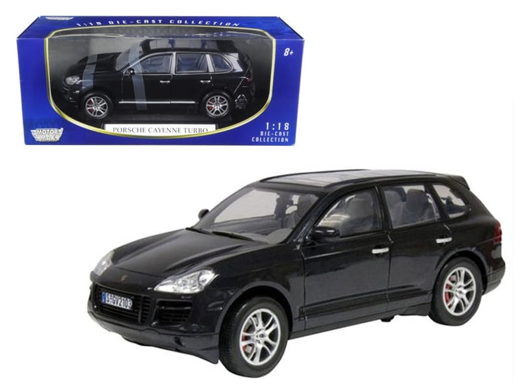 2008 Porsche Cayenne Turbo Metallic Black 1/18 Diecast Model Car by Motormax F977-73179bk