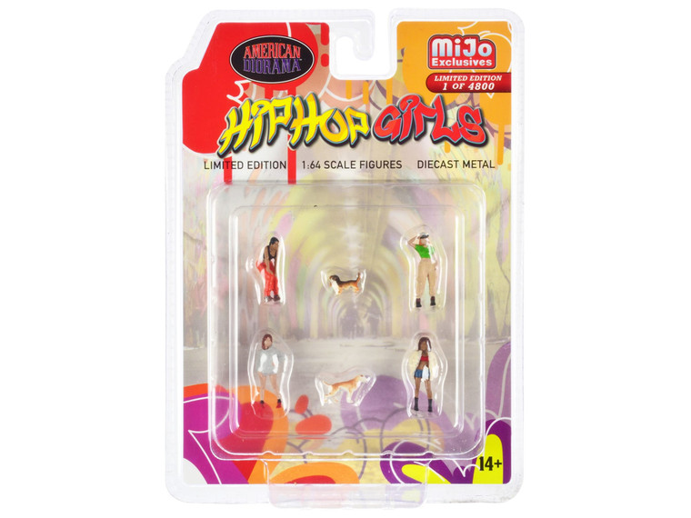 "Hip Hop Girls" 6 piece Diecast Set (4 Women 2 Dog Figures) Limited Edition to 4800 pieces Worldwid F977-AD-76505MJ