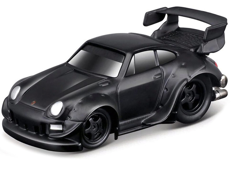 RWB 993 911 Matt Black 1/64 Diecast Model Car by Muscle Machines F977-15583BO