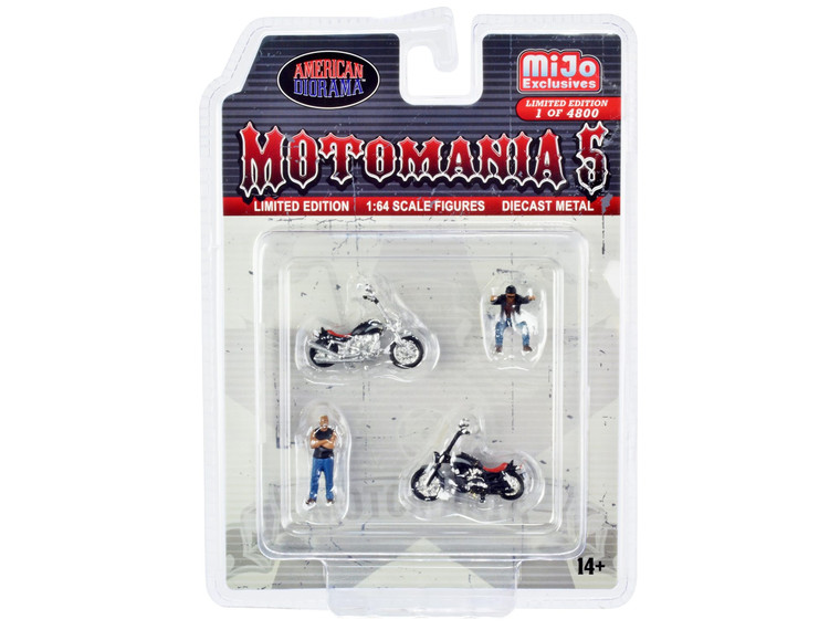 "Motomania 5" 4 piece Diecast Set (2 Figures and 2 Motorcycles) Limited Edition to 4800 pieces Worl F977-AD-76512MJ
