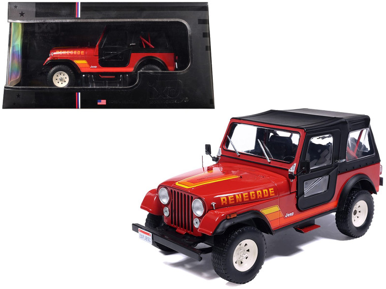 1983 Jeep Renegade Red with Stripes and Black Top 1/24 Diecast Model by IXO Models F977-U24RDC003