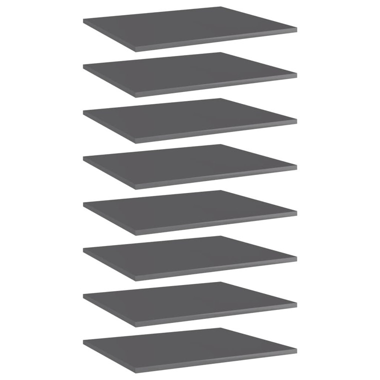 Bookshelf Boards 8 pcs High Gloss Gray 23.6"x19.7"x0.6" Engineered Wood A949-805281