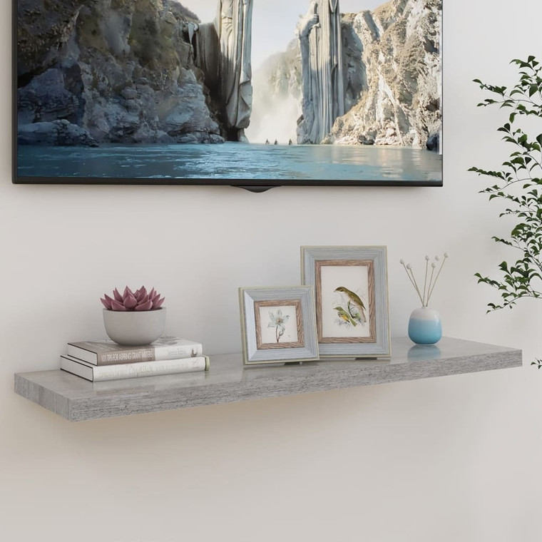 Floating Wall Shelf Concrete Gray 35.4"x9.3"x1.5" MDF A949-326603