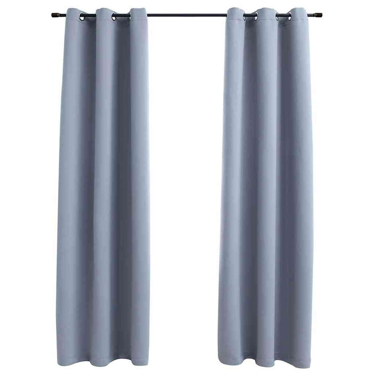 Blackout Curtains with Rings 2 pcs Gray 37"x84" Fabric A949-134847