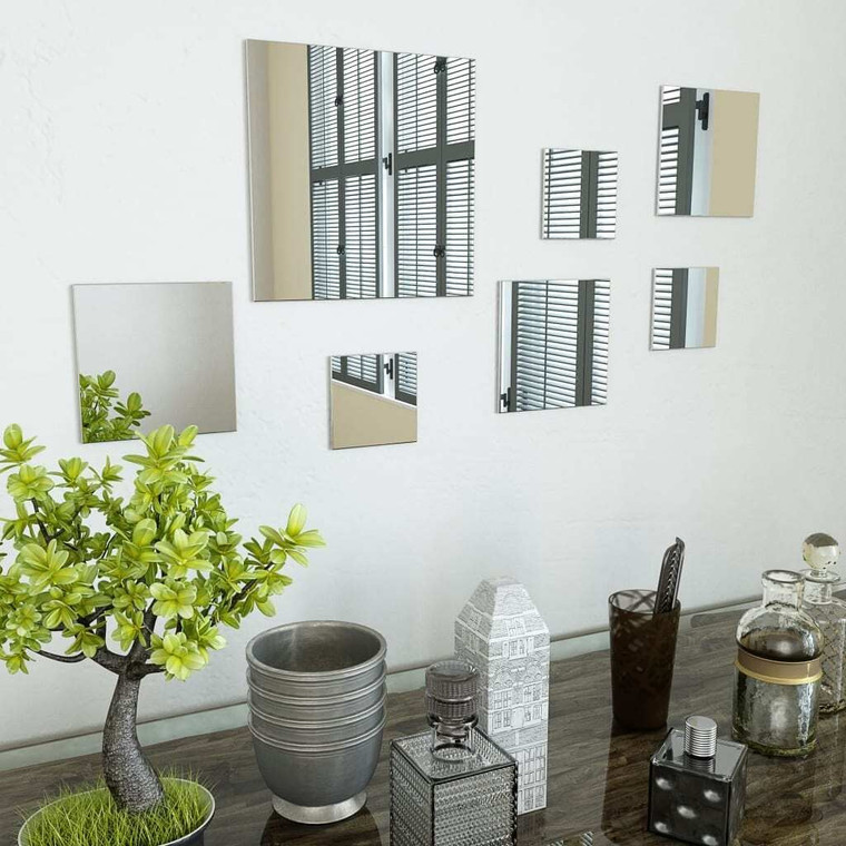 7 Piece Wall Mirror Set Square Glass A949-245696
