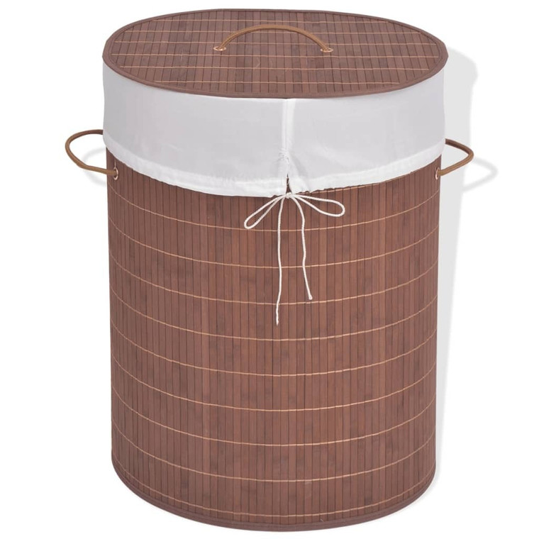 Bamboo Laundry Bin Oval Brown A949-245580