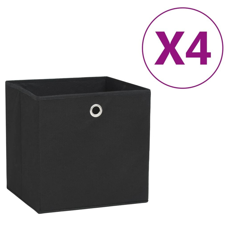 Storage Boxes 4 pcs Non-woven Fabric 11"x11"x11" Black A949-325187