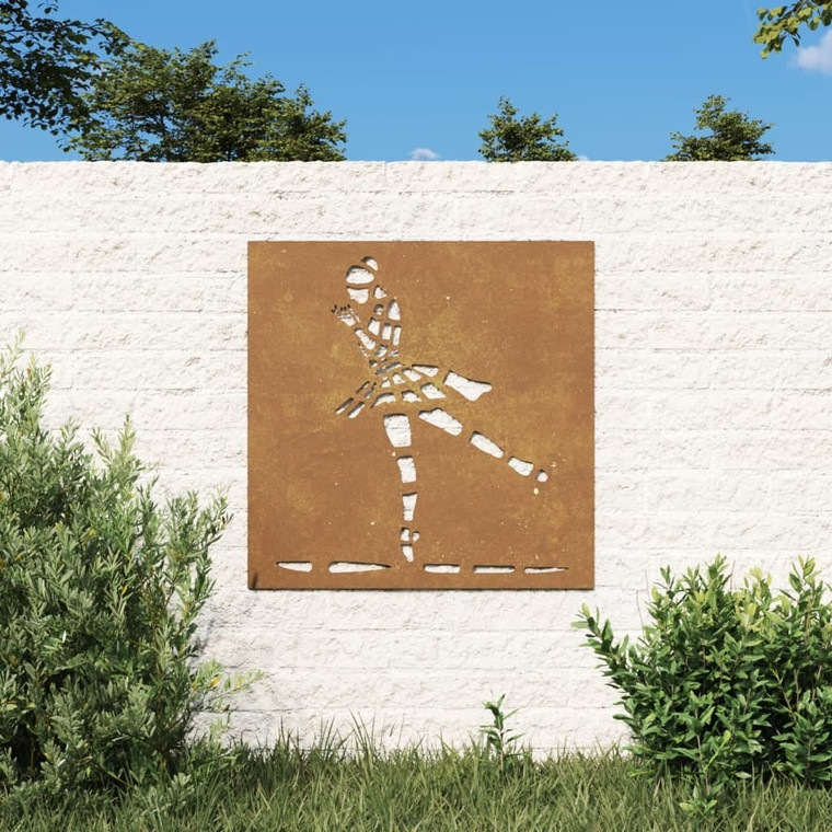 Patio Wall Decoration 21.7"x21.7" Corten Steel Ballet Dancer Design A949-824503