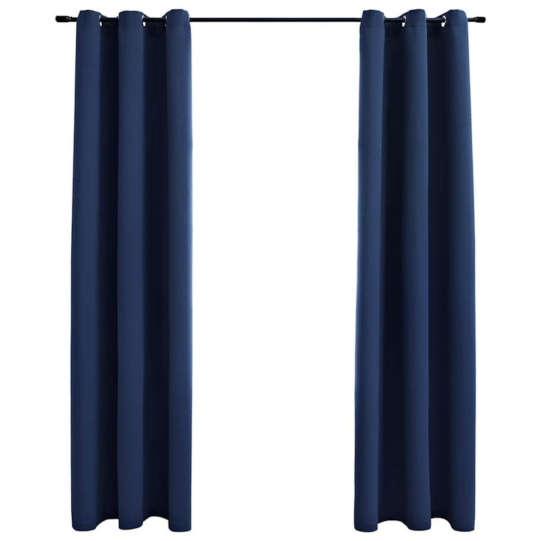 Blackout Curtains with Rings 2 pcs Navy Blue 37"x63" Fabric A949-134858