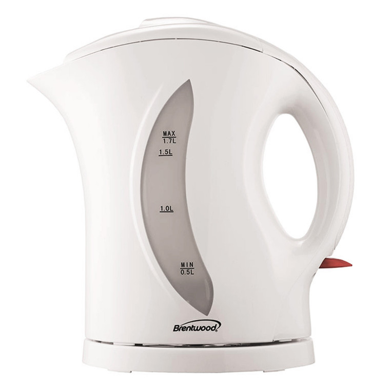 Brentwood 1.7 Liter Cordless Plastic Tea Kettle in White D970-KT-1617